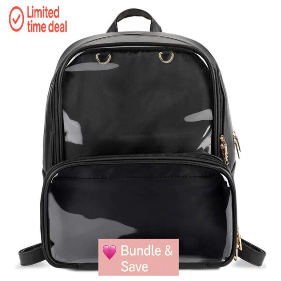 Double Window Ita Bag Backpack PU Leather Kawaii Pins Organizer Travel School main image 4